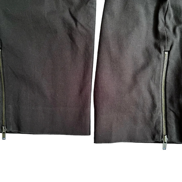 Eileen Fisher Black Cotton Slim Fit Ankle Pant with Ankle Zipper Size Medium - Picture 3 of 12
